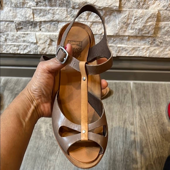 Camper Women's Taupe and Camel strappy Leather Sandals size 38 or US 7 1/2 - Picture 9 of 14